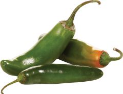 A group of green peppers sitting on top of each other.