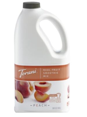 A bottle of toruni peach smoothie mix.