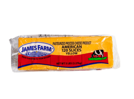 James Farm - Yellow American Cheese - Unit 5#/120 Slices