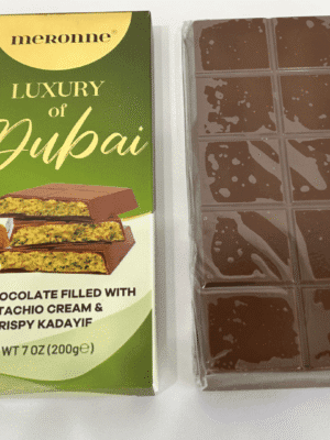 Meronne - Dubai Chocolate Milk Chocolate Filled with Pistachio Cream - 7oz Bar