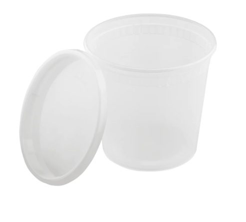 Translucent plastic food container with lid