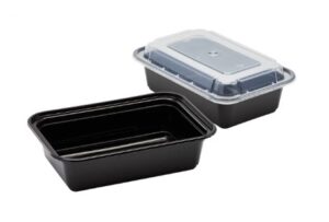 Plastic rectangular food containers with clear lids