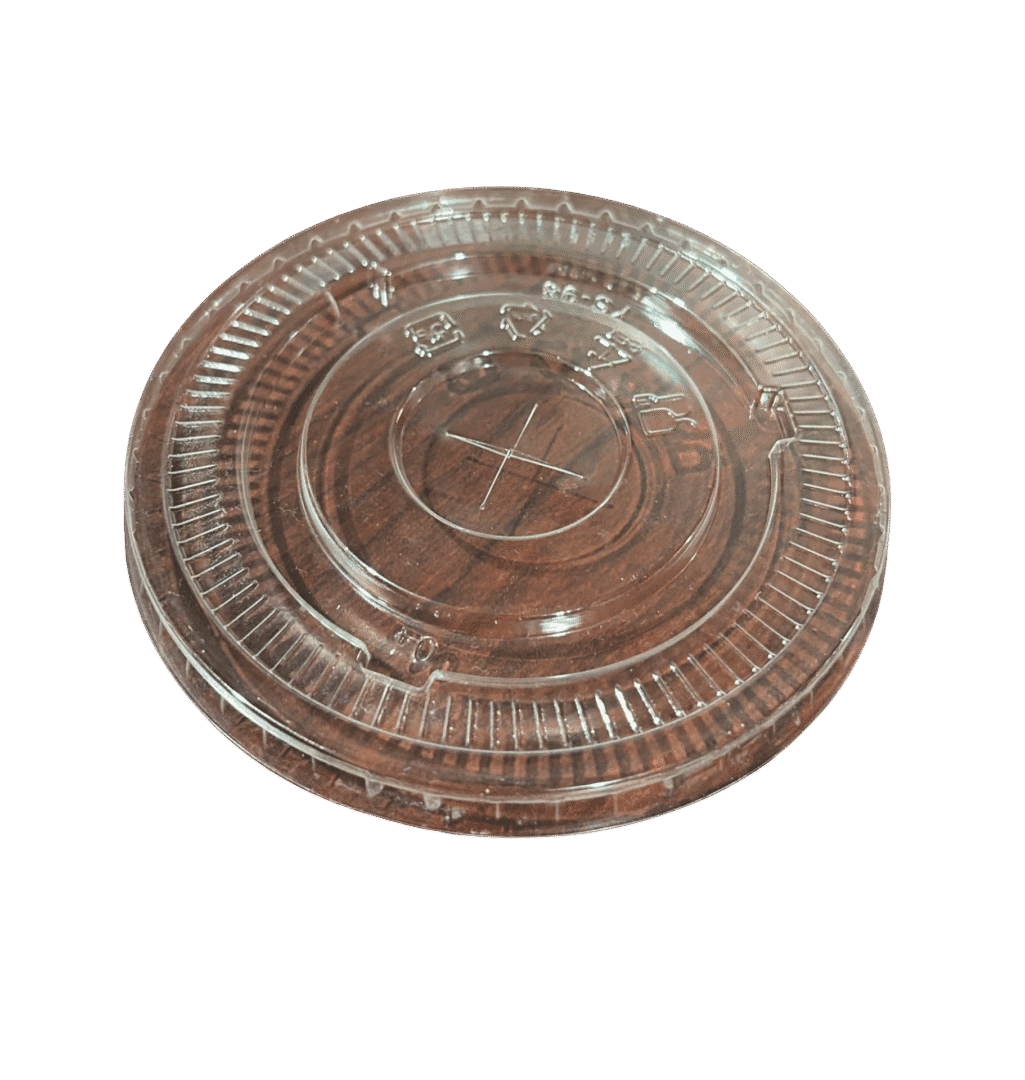 Clear round plastic takeout container lid
