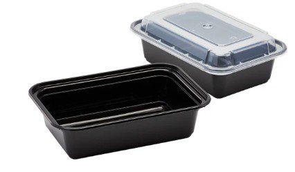 Black meal prep containers with clear lids