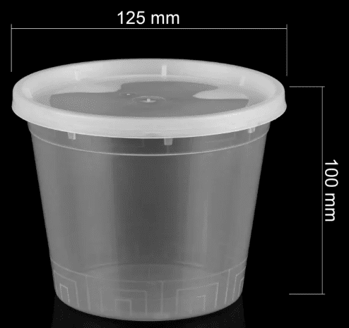 Clear plastic container with white lid