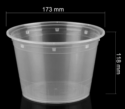 Clear plastic plant pot, 173mm x 118mm
