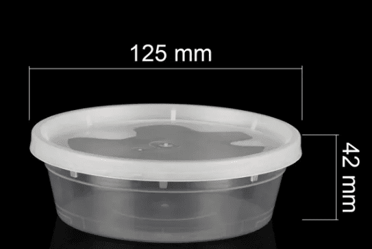 Clear round plastic food container with lid
