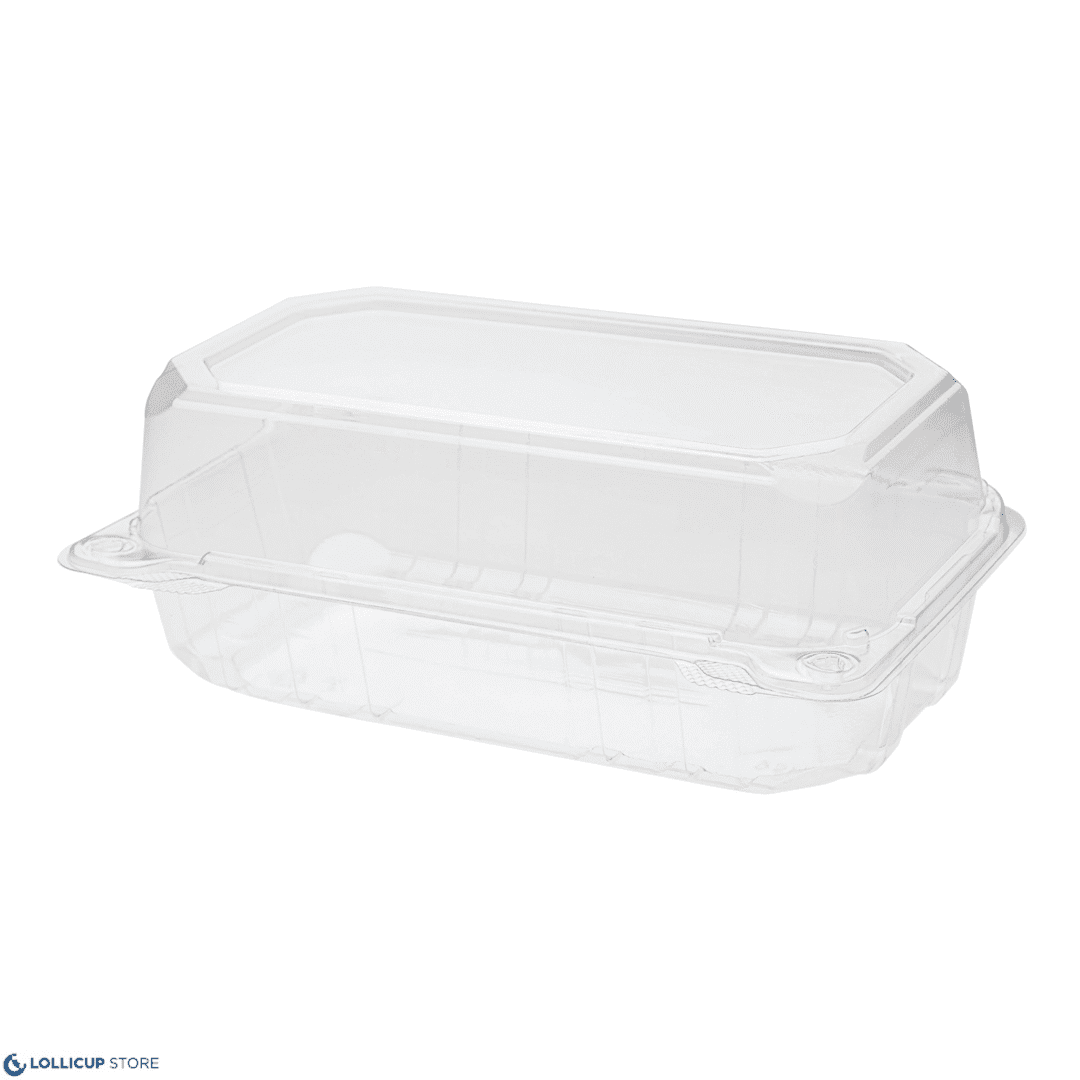 Clear plastic clamshell food container