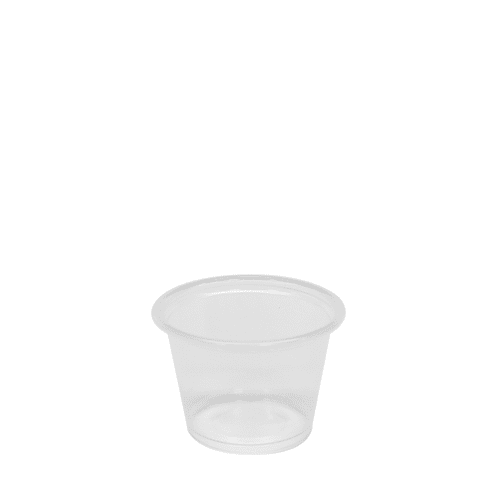 Tall clear plastic condiment portion cup