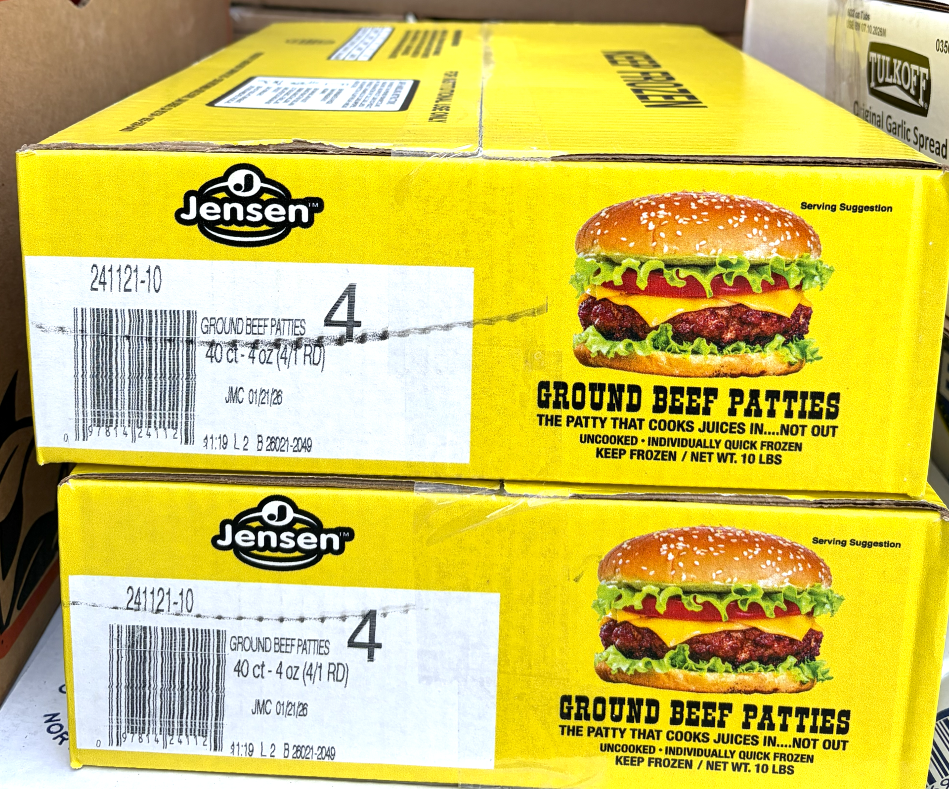 JENSEN - Frozen Ground Beef Patties 80/20, IQF, 4oz - 10Lbs