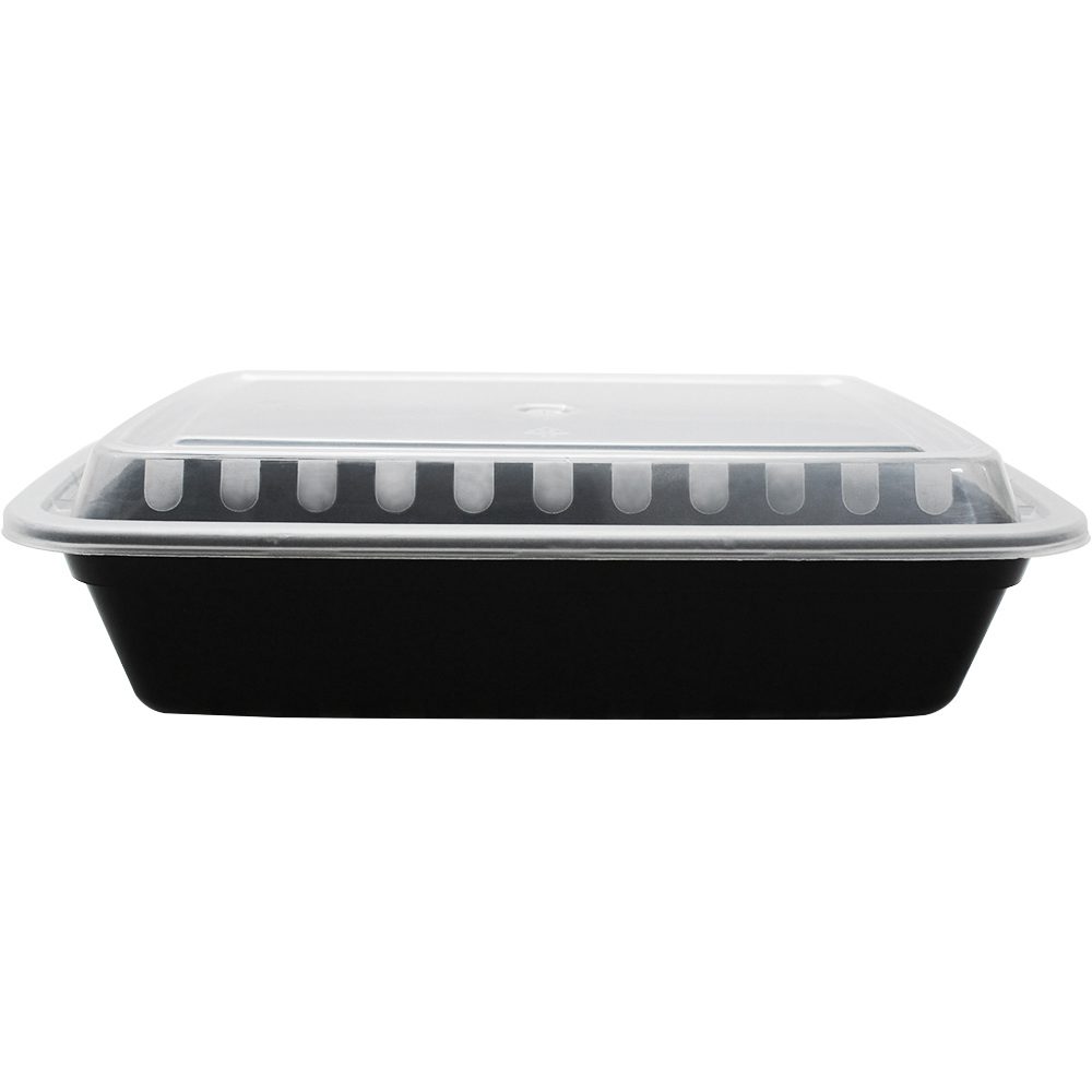 Black meal prep container with clear lid