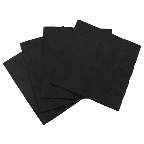 Stack of black paper napkins
