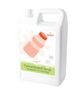 White jug of concentrated yogurt syrup