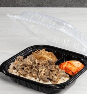 KARAT- 9x9" Premium PP Hinged Container, 3 Compartments - 150ct