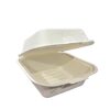 TS - 6"X6" White Bagasse Hinged Container - 400ct
